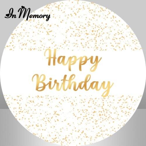 InMemory Round Circle Photography Backgrounds White With Gold Glitter Kids Adult Birthday Party Backdrops For Photo Studio