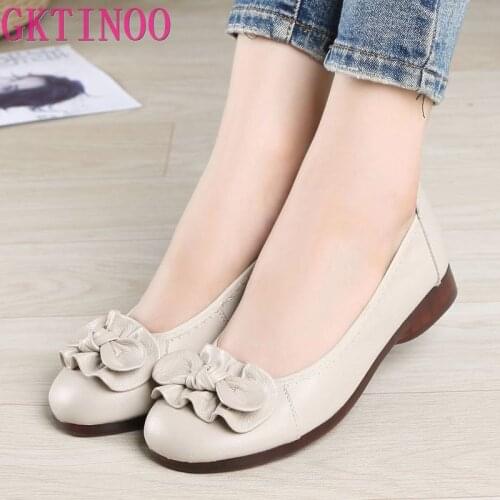 GKTINOO Loafers Comfortable Women Genuine Leather Flat Shoes Woman Casual Nurse Work Shoes Women Flats 6 colors