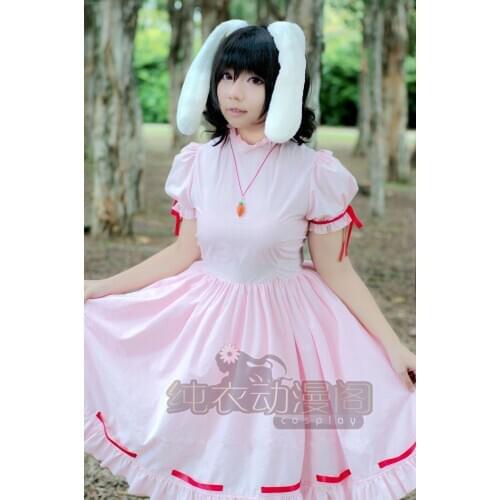 Game Touhou Project Tewi Inaba Cosplay Costume Abdomen Black Rabbit Pink Uniform Dress Female Role Play Clothing Custom-Make
