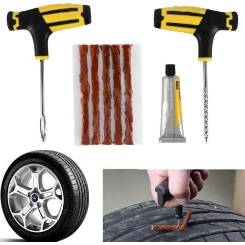 Car Tire Repair Tool Tire Repair Kit Studding Tool Kit Tyre Puncture Set Bike Auto Tool Tubeless Car Plug Accessories Repai W8A9