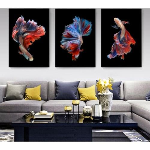 Colorful Animal Goldfish Canvas Art Abstract Print Poster Picture Wall Living Room Bedroom Nordic Style Home Decoration