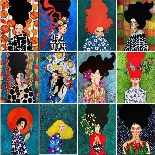 GATYZTORY Style Girl DIY Painting By Numbers Portrait Picture Canvas Colouring Handpainted Oil Painting Unique Gift Home Decor