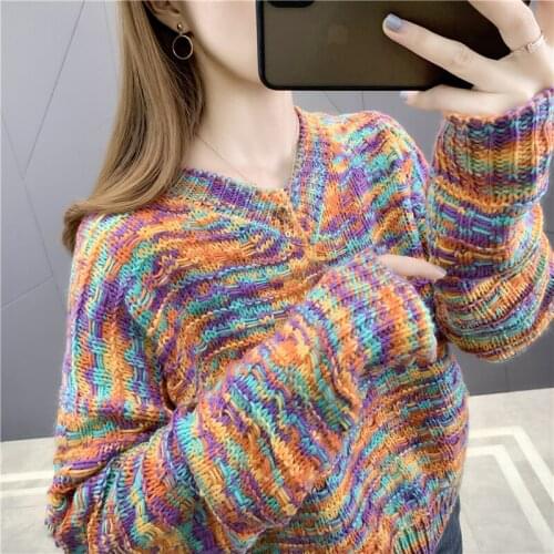 Room 175385, row 8, No.4 Middle] real shot of new floral yarn V-neck short Pullover Sweater [1001] 44