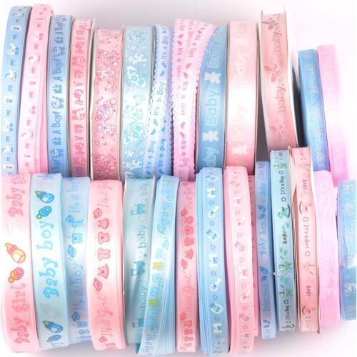 6yard/lot Baby Mix Pink/blue Ribbons For Crafts Sewing Decorative Trim Lace Set Box Bow DIY Accessories Gift Wrapping C2263