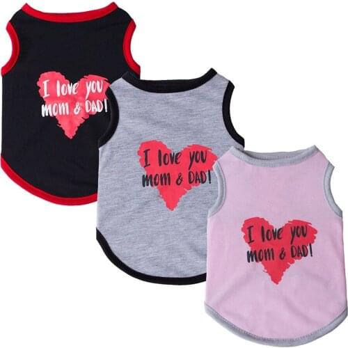 Summer Pet Dog Cute Love print Vest Clothes For Small Dogs Pets Clothing Cat Clothing Dogs Cotton Shirt