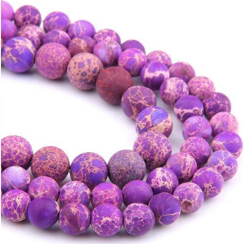 Matte Natural Purple Jas per Matte Round Loose jades Stone Spacer Bead for DIY Necklace Bracelet Jewelry Making Size 6 8 10 12