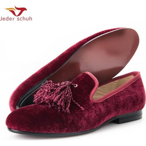 Handmade New Fashion Fabric Tassel Men Velvet Shoes British Nobility Style Party And Wedding Loafers Men Dress Shoe MenS Flats