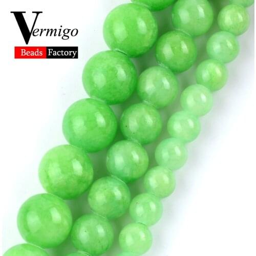 Natural Green Jades Stone Round Loose Beads For Jewelry Making 4mm-12mm Spacer Beads DIY Necklace Bracelet Jewellery 15"
