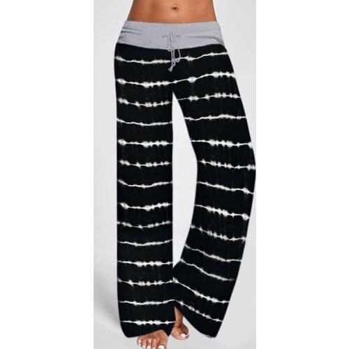 2022 New Autumn Womens Clothing Harajuku Lace-up Casual Simple Trousers with Wide Loose Leg Pants Tie-dye Pants Women