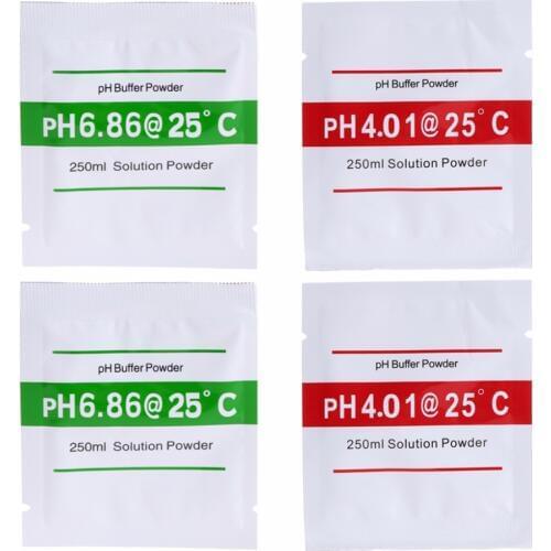 OOTDTY 4 Pcs 250 ml PH Buffer Solution Powder PH For Test Meter Measure Calibration 4.01 6.86