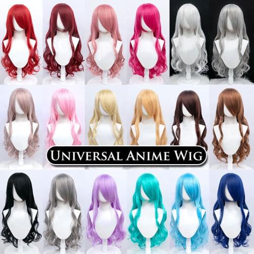 Synthetic Long Wavy Hair Lolita Wig Cosplay Wigs for Women Red Pink Blue Purple Hair Extension Anime Wig MUMUPI