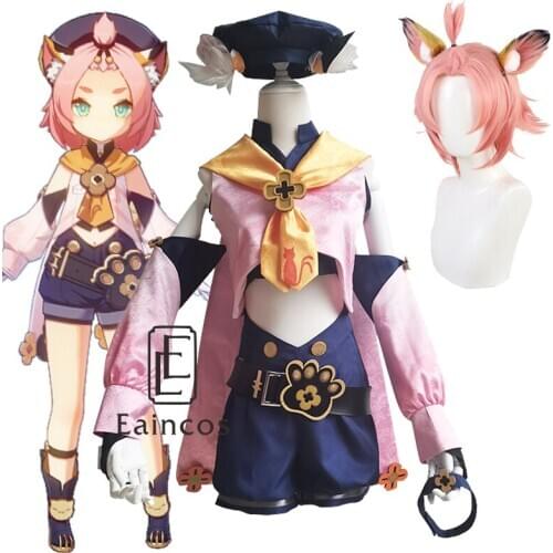 Game Genshin Cosplay Impact Diona Cosplay Costume Wigs Anime Outfits Halloween Women Customize Uniform Dress
