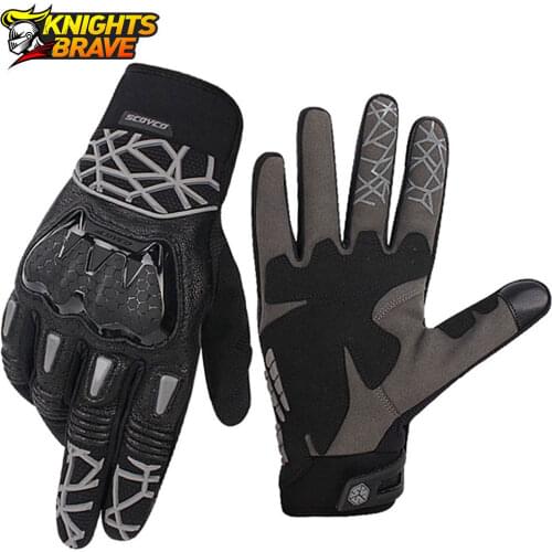 Breathable Leather Motorcycle Gloves Summer Motorbiker Riding Gloves Touch Screen Guantes Moto Anti-Fall Men Motocross Gloves