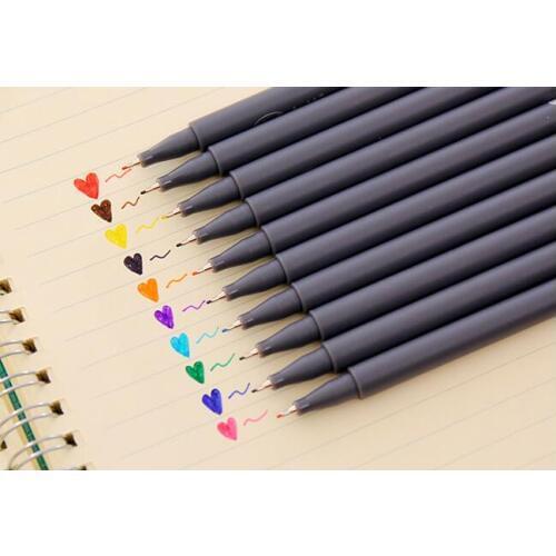 10pcs/lot Drawing pen,minuteness colour Hook pen.0.38mm water color brush