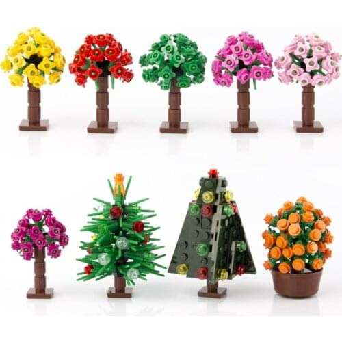 Plants Building Blocks Garden Park Flower Orange Tree MOC City Accessory Bricks Christmas Decoration DIY Toys for Children C144