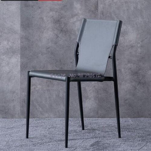 Chair simple wrought iron net red desk chair household leather chair back with makeup dressing saddle chair nordic light luxury