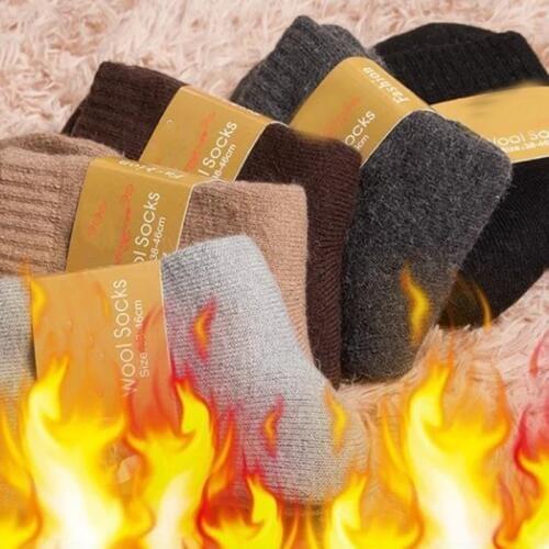 Super Thick Men Winter Warm Socks Solid Color Wool Casual Socks Snow Against Cold Warm Cotton Plus Velvet Unisex Socks