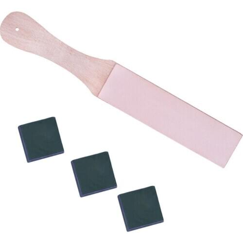 Knife Sharpener Wooden Handle Leather Sharpening Tools Strop Handmade Razors Polishing Board Polishing Wax Leathercraft Sets
