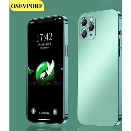 Ultra-thin Frosted Matte Shell Couple Moblie Phone Case For 12 11 Pro Max Full Cover Square Bumper Plating Couqe For X XR XS 8 7