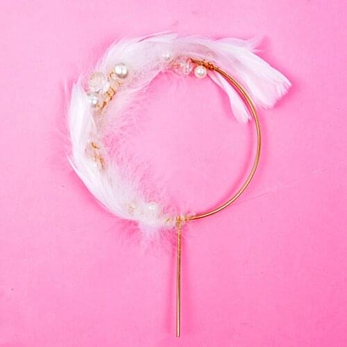 Feather Wing Cake Decoration Circle Pearl Cupcake Topper Pick for Wedding Birthday Party