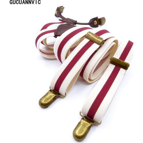 Vintage male fashion womens suspenders Original retro suspenders men Personalized decoration Leather elastic strap clip