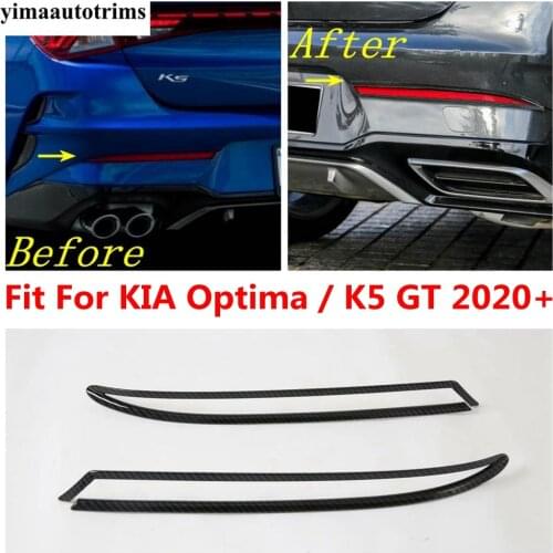 Rear Bumper Fog Lights Lamps Frame Decor Cover Trim Accessories For KIA Optima / K5 GT 2020 2021 ABS Carbon Fiber Look Exterior