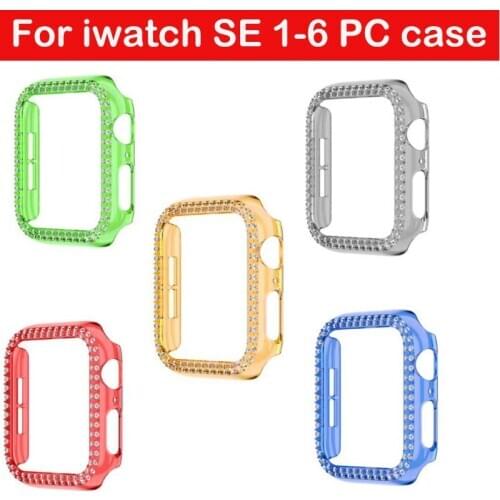 Women Diamond PC cover For Apple watch SE case band 3 2 1 38 42mm plastic shell For iwatch bumper series 6 5 4 40mm 44mm