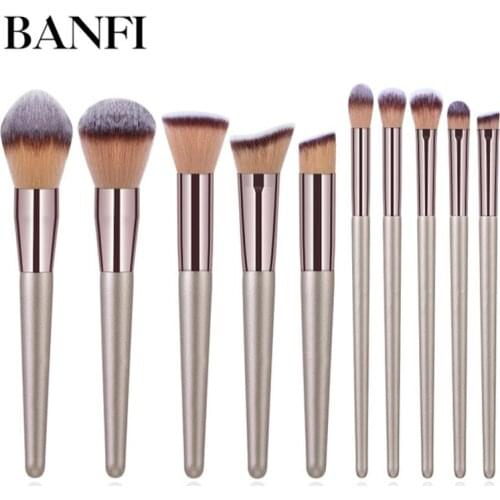 10 Champagne Gold Makeup Brushes Set Small Grape Makeup Brush Eye Brush Beauty Makeup Tools