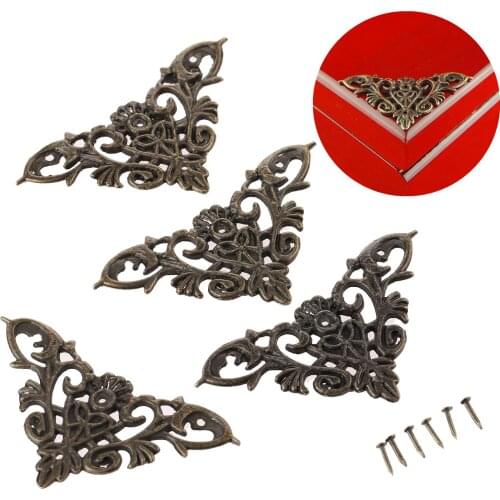 12Pcs New Jewelry Wooden Corner Brackets Decorative Hollow Carved Book Scrapbooking Album Corner Protector Furniture Home Decor