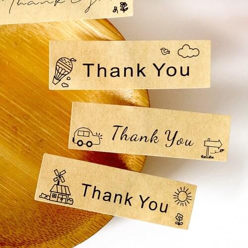120Pcs Thank You Kraft Paper Sticker for Handmade Products Stationery Sticker Lable for Gifts DIY Scrapbooking Stickers