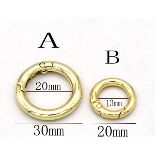 20/30mm Round O Ring Gate Gold Spring Snap Hook Gate O Ring Metal Snap Clasp Webbing Hook Bag Clasp Spring Buckle for Bag -10pcs