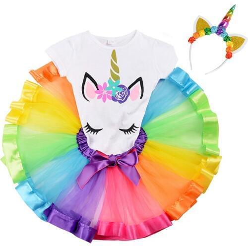 2019 Girls Clothes Set Top + Skirts For Baby Girl Summer Unicorn Causal Sets Children Tracksuit Infant Suit Clothing Kids Outfit