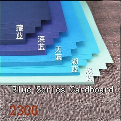 230g Blue series Card Paper thick Stationary Cardboard Craft Kid DIY A4 A3 Cardstock Jam Paper for Flowers Background Gift Decor