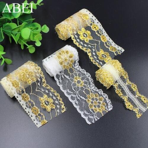30Yards Gold Lace Ribbon Trims Thin Polyesetr Lace Trims Wedding Party Christmas Gift Scrapbook Bow Decoration DIY Accessoreis