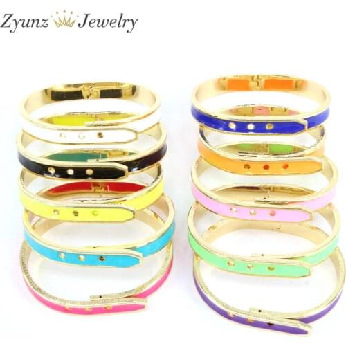 5PCS, Bohemia Colorful Enamel Watch Belts Shaped Cuff Bangles For Women Girl Gifts Bijoux Bracelets Bangles Punk Jewelry