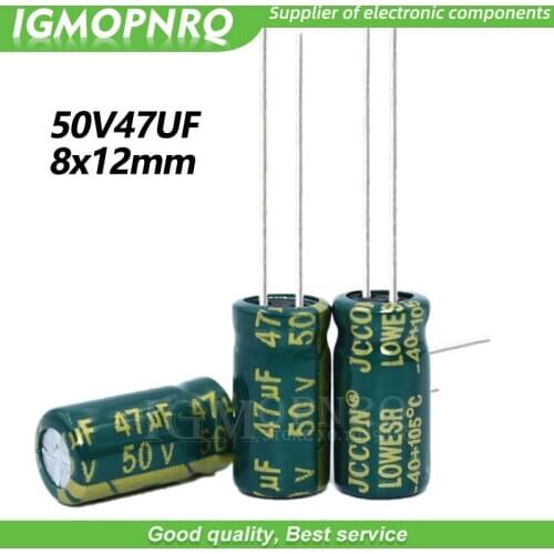 50PCS 50V47UF 6*12mm igmopnrq Aluminum electrolytic capacitor high frequent low impedance 6x12mm