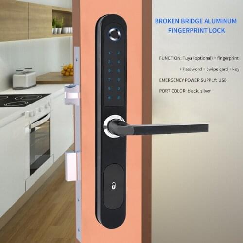 Aluminum Alloy broken bridge aluminum fingerprint lock sliding doors and windows KFC door graffiti fingerprint lock Smart Electr