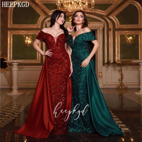 Burgundy Lace Middle East Women Evening Dress Off The Shoulder Mermaid Plus Size Special Occasion Dresses Long Prom Party Gowns