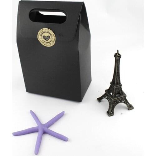 Black 13.5*7.5*20cm 10Pcs/Lot Kraft Paper Portable Box For Packing Gift Candy Snack Birthday Gift Package Handle Paper Boxes