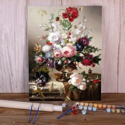 Flowers Coloring By Numbers Painting Package Oil Paints 40*50 Paiting By Numbers Home Decoration Children Drawing