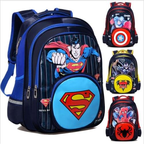 New cartoon 3D childrens schoolbag Spiderman Superman schoolbag grade 1-5 waterproof and wear resistant