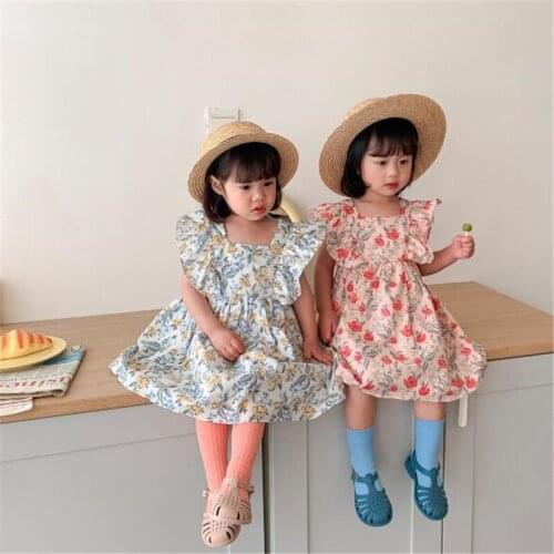 New Summer Kid Girls Dress Cute Flower Sleeveless Cotton Baby Casual Clothes Children Girls Princess Dress