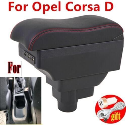 For Opel Corsa Armrest box For Opel Corsa D Car armrest box accessories interior storage box Retrofit parts With USB