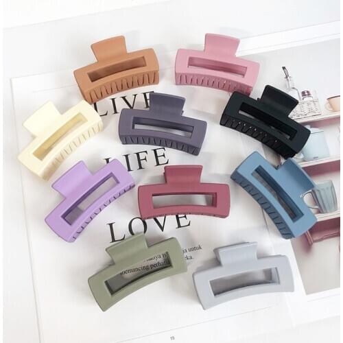 Haimeikang Korean Acrylic Hair Claws Crab Clamps For Women Charm Solid Color Hair Clips Claws Retro Make up Hair Styling Tool