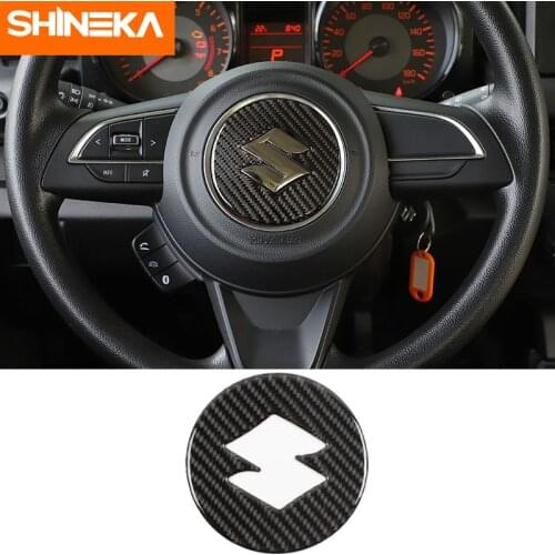 SHINEKA Interior Sticker For Suzuki Jimny Carbon Fiber Car Steering Wheel Center Decoration Cover Sticker For Suzuki Jimny 2019