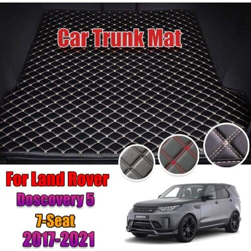 Custom Leather Car Trunk Mats For Land Rover Discovery 5 2017-2021 7-Seat Rear Trunk Floor Mat Tray Carpet Mud