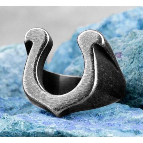 Retro Old Black Horseshoe Stainless Steel Mens Rings Punk Hip Hop for Male Boyfriend Biker Jewelry Creativity Gift Wholesale
