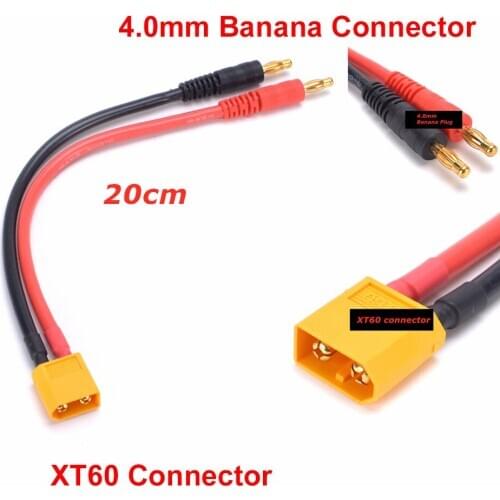 XT60 Connector to 4.0 Banana Plug Balance Charge Cable 20CM Wire for RC Helicopter Quadcopter XT60 Lipo Battery Plug Charger