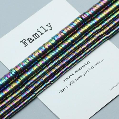 Multicolor Hematite Beads Flat Round COIN Spacer Loose bead Natural Stone for Jewelry Bracelet Making DIY Accessories 3 4 6 8mm