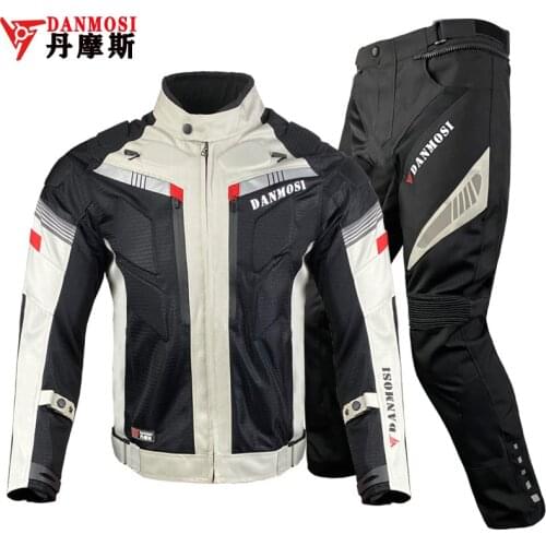 Motorcycle Jacket + Pants Suit Summer Armor Protective Gear Windproof Motocross Jacket Moto Protection Equipment